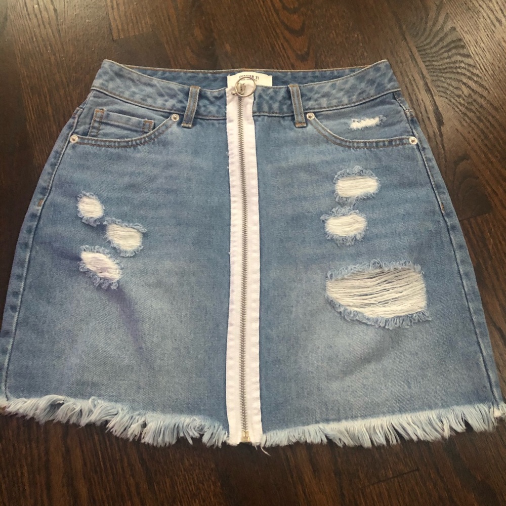 Zip up jean skirt